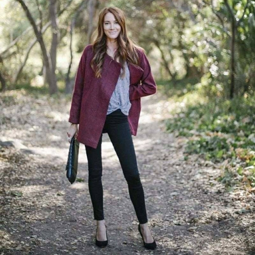 Everly Linette Oversized Coat Jacket Red Wine